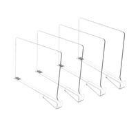 Deechate Transparent Shelf Dividers for Closet Organization - Wardrobe Organizer, Cupboard and Bookcase Partition Baffles 4 Pcs