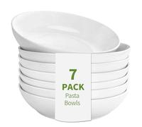 DeeCoo 7 Pack Porcelain Pasta Bowls Ceramic Salad Soup Bowl, Large Serving Bowl, Wide and Shallow, Set 8.3 Inch - 30 Ounce - for Pasta, Salad, Cereal, Soup & Microwave & Dishwasher Safe