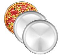 Deedro 12 Inch Pizza Pan, Stainless Steel Pizza Tray Baking Sheet for Oven, Round Plates for Cookie Pie Pizza Salad, Healthy & Durable & Dishwasher Safe, 3 Pack