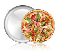 Deedro Pizza Baking Pan Pizza Tray - Stainless Steel Round Pizza baking sheet, Nonstick Pizza Pan for Oven, Dishwasher Safe Pizza Serving Tray, 12 inch & 13 inch, 2-Piece Set