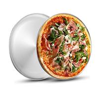 Deedro Stainless Steel Pizza Pan, 13 inch Round Pizza Baking Sheet, Healthy Pizza Baking & Serving Tray, Crisper Pan with Dishwasher Safe 2 Pack