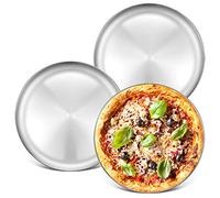 Deedro Stainless Steel Pizza Pan 13½ inch Round Pizza Tray Pizza Baking Sheet, Healthy Pizza Baking Pan Pizza Serving Tray Crisper Pan, Dishwasher Safe, 3 Pack