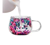 Deee 300ml Dried Flowers Double Wall Glass Mug Dee Coffee Mug Heat Resistant Cup Deee Clear Glass For Tea Milk Water Decorative Cups For Home Office Dorm