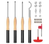 DEEFIINE 18.3" Full Size Carbide Tip Wood Lathe Turning Tool Kit, Lathe Roughing and Finishing Hollow Tool with 8pcs Diamond Round Square Carbide Inserts for Woodturning(4 Set)