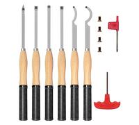 DEEFIINE 18.3" Full Size Carbide Tip Wood Lathe Turning Tool Kit, Lathe Roughing and Finishing Hollow Tool with Diamond Round Square Carbide Inserts for Woodturning(6pcs)
