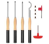 DEEFIINE 18.3" Full Size Carbide Tip Wood Lathe Turning Tool Kit, Lathe Roughing and Finishing Hollow Tool with Diamond Round Square Carbide Inserts(Beech Handle)