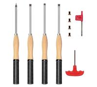 DEEFIINE 18.3" Full Size Carbide Tip Wood Lathe Turning Tool Kit, Lathe Roughing and Finishing Tool with Diamond Round Square Carbide Inserts for Woodturning (4pcs)
