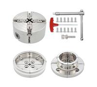 DEEFIINE 4 Inch Wood Lathe Chuck Set 1-1/4"- 8 tpi thread, Nickel Plated Self Centering 4 Jaw Wood Turning Chuck set (2PCS jaws)