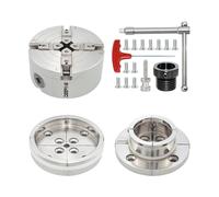 DEEFIINE 4 Inch Wood Lathe Chuck Set M33 X 3.5 Thread and M18 X 2.5 Adapter, Nickel Plated Self Centering 4 Jaw Wood Turning Chuck Set (2PCS Jaws)
