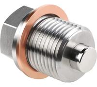DEEFILL M18 X 1.5 Oil Drain Plug Stainless Steel with Magnet Sump Drain Nut Bolt Red Copper Crush Washer Compatible with BMW Volvo Ram Dodge & Porsche