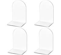 Deefongo 4Pcs Arch Acrylic Bookends,Heavy Duty Book End,Acrylic Book Stand,Non-slipTransparent Desk Organizer for Office Bookshelf Kid's Gift