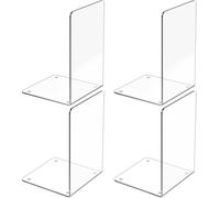 Deefongo 4Pcs Bookends, Acrylic Book Ends with Non-Slip Stickers, Clear Bookends for Shelves, Book Stopper, Book Organiser, Suitable for School, Home, Library, and Book Ends for Shelves