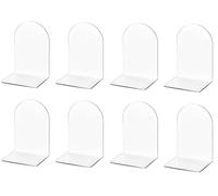 Deefongo 8Pcs Arch Acrylic Bookends,Heavy Duty Book End,Acrylic Book Stand,Non-slipTransparent Desk Organizer for Office Bookshelf Kid's Gift