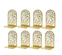 Deefongo Bookend Pack of 8, Metal Gold Bookends, Book Holder for Shelf, Golden Bookends for Children's Books, Office, School & Library