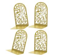 Deefongo Bookends, Pack of 4, Metal Gold Bookends, Book Holder for Shelf, Golden Bookends for Children's Books, Office, School & Library