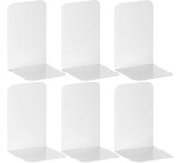 Deefongo Metal Bookends, Durable Bookends with Non-Slip Rubber Pads (White, 20 cm x 14 cm - 6)