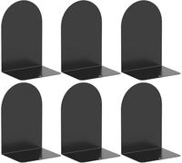 Deefongo Pack of 6 Metal Bookends - Heavy Black Bookcase for School, Office and Home