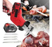 DEEguess Handheld Electric Bone Saw - 6.0ah Lithium Battery Powered, LED Light + 4 Saw Blades, For Bones, Meat, Wood, Metal, Plastic