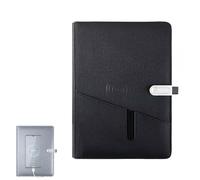 DEEguess Portable Notepad, Multi-Function Loose-Leaf Diary, Built-In 4.3-Inch Screen, With Wireless Charging/Usb Flash Drive/Calculator, A Good Assistant For Office Work Black