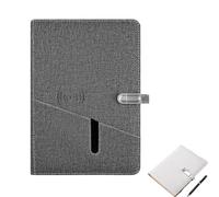 DEEguess Portable Notepad, Multi-Function Loose-Leaf Diary, Built-In 4.3-Inch Screen, With Wireless Charging/Usb Flash Drive/Calculator, A Good Assistant For Office Work Grey