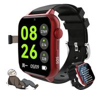 DEEguesu 4G Smartwatches For Seniors, 1.83″ Curved Screen, Fall Detection | SOS Emergency Button | GPS Positioning | Two-Way Calling | Safe Zone, Anti-Fall Watch For Seniors Red