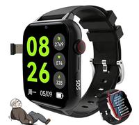 DEEguesu 4G Smartwatches For Seniors, 1.83″ Curved Screen, Fall Detection | SOS Emergency Button | GPS Positioning | Two-Way Calling | Safe Zone, Anti-Fall Watch For Seniors Black