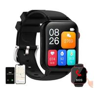 DEEguesu Fall Detection Smartwatch For Seniors, SOS Emergency Button | GPS Positioning + Safe Zone | Two-Way Calling | Ip67 Waterproof, For Alzheimer's And Dementia Patients Black