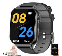 DEEguesu Smartwatch For Seniors To Prevent Falls, Fall Detection | SOS Emergency Alarm, GPS Tracker | HD Video Calls, Medication Reminders | Health Monitoring, Ip67 Waterproof Smartwatch Black