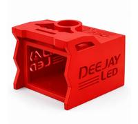 DEEJAY LED TBH1DIN3EQRED One Din Two EQ Wooden Case, Light Brown MDF Car Audio Controller Housing with 2.5" Cup Holder, 1 DIN EQ Wooden Box, Custom Wooden Case for Equalizer, 2.5 DIN Space - Red