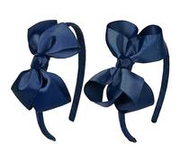 DEEKA 2 Pcs Navy Blue Hair Bows with Bowknot Grosgrain Ribbon Hair Bows for Toddlers Hairband Accessories for Little Girls Kids