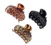 DEEKA 3 PCS 2.5 Inch Tortoise Shell Hair Claw Clips Double Row Teeth Plastic Hair Jaw Clips Hair Barrettes Thick Medium Thin Hair Clips for Women
