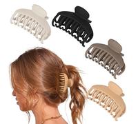 DEEKA 4 PCS 2.5 Inch Hair Claw Clips Double Row Teeth Matte Hair Jaw Clips Hair Barrettes Thick Medium Thin Hair Clips for Women (Beige,Brown,Black)