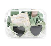 DEEKA 5 Pcs Bridesmaid Proposal Bag Set Gift Clear Makeup Toiletry Bag Bachelorette Party Favors Sunglasses Hair Claw Clips Scrunchies Knot Bracelets Bridal Wedding Party Gifts (Sage Green)