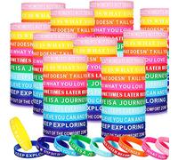 Deekin 200 Pcs Motivational Wristbands Bulk Colored Inspirational, Unisex | Quote Rubber Bracelets Mental Health Encouragement Wristbands for Students Teen Gifts Women Men Party Favors, 20 Styles