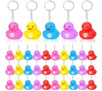 Deekin 30 Pcs Jesus Loves You Rubber Duck Keychain Multicolor Easter Ducks Key Chains Tiny Mini Squeaky Cruise Pendant Bulk Ornaments for Birthday Gifts Party Favors Church Reward (2.2 Inches)