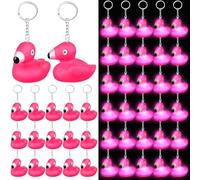 Deekin 48 PCS LED Light Up Flamingo Rubber Duck Keychains, Glow in The Dark Mini Pink Duck Key Chain Bulk for Cruise Ducking, Birthday Party Favors, Carnival Prizes, Goodie Bag Fillers, Wedding Gifts