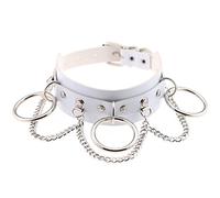 Deelfel Leather Choker, Black, Collar, Ring, Chain, Genuine Leather, Chain Choker, Necklace, Stainless Steel, Hypoallergenic, Birthday, Party, Gift, Stylish, Accessory, Stainless Steel, mine