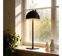 DEELUX Rechargeable Table Lamp, Cordless, Height Adjustable, Battery Operated, Dimmable, Portable LED Wireless Lamp, Waterproof, Black