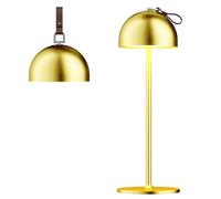 DEELUX Rechargeable Wireless Table Lamp, Adjustable Height Metal Table Lamp with USB-C, 3000K Warm White Dimmable LED for Indoor and Outdoor Use, Gold, 1 Piece