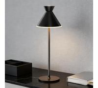 DEELUX Wireless LED Table Lamp, USB Rechargeable Desk Lamp, Dimmable Touch with 2 Colour Modes Adjustable Height Metal for Bedside Table, Outdoor Terrace (Black 1 Piece)