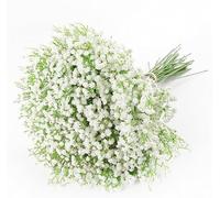 DEEMEI 15Pcs Artificial Babys Breath Flowers, Artificial Gypsophila White Fake Flowers Bouquets Real Touch for Arrangements Wedding Home Decor Table Party DIY Wreath, White