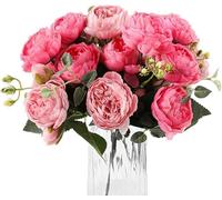 DEEMEI 4 Bunches Peony Artificial Flowers Pink Flowers Silk Peonies Bouquet Fake Flowers Bride Bouquet for Wedding Party Home Decor Table Centerpieces Flower Arrangement