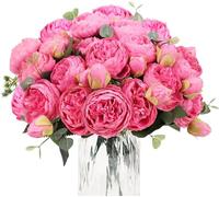 DEEMEI 4 Bunches Peony Artificial Flowers Red Flowers Silk Peonies Bouquet Fake Flowers Bride Bouquet for Wedding Party Home Decor Table Centerpieces Flower Arrangement