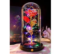DEEMEI Birthday Gift for Women Red Rose Eternal Flower USB Light Up Rose in Glass Dome Anniversary Flowers for Delivery Prime Christmas Flowers Gifts for Her Mom Grandma Girlfriend Wife