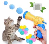 DEEMEIS Cat Interactive Toys,Toy Ball Launcher with 50pcs Soft Pom Pom Balls,Cat Fetch Toys for Indoor Exercise,Pet Chasing Training pompom gun,Fuzzy Ball Shooter for kitty