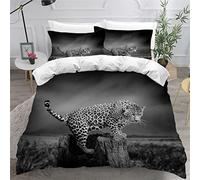 DEEMOL Kids Single Duvet Cover Set Girls Boys Bedding Leopard Duvet Cover Set Microfiber 3D Printed Black And White Cheetah Bedding Single Bed Breathable Teenage Teens Bedding Fluffy