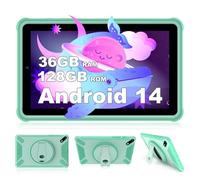 DEEMWOLF 7 inch Kids Tablet Android 14,36GB (12+24) + 128GB/1TB TF child tablet,WIFI6/BT5.0,8000mAh,Eye Protection Children's, Parental Control Mode,Education Tablets(Green)