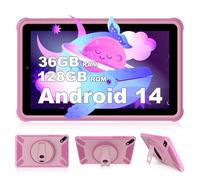DEEMWOLF 7 inch Kids Tablet Android 14,36GB (12+24) + 128GB/1TB TF child tablet,WIFI6/BT5.0,8000mAh,Eye Protection Children's, Parental Control Mode,Education Tablets(Pink)
