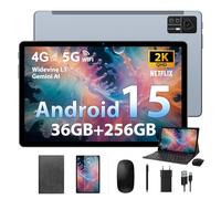 DEEMWOLF Android 15 Tablet 11 Inch With sim Card Slot,Gaming/Office Tablets 5G WiFi,Octa-Core,36GB RAM+256GB ROM (TF 1TB)/9580mAh/20W/13+8MP/Face ID/TÜV/GMS/BT5.0/3-Year Warranty,Grey