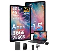 DEEMWOLF Android 15 Tablet 11 Inch With sim Card Slot,Gaming/Office Tablets 5G WiFi,Octa-Core,36GB RAM+256GB ROM (TF 1TB)/9580mAh/20W/13+8MP/Face ID/TÜV/GMS/BT5.0/3-Year Warranty,Black